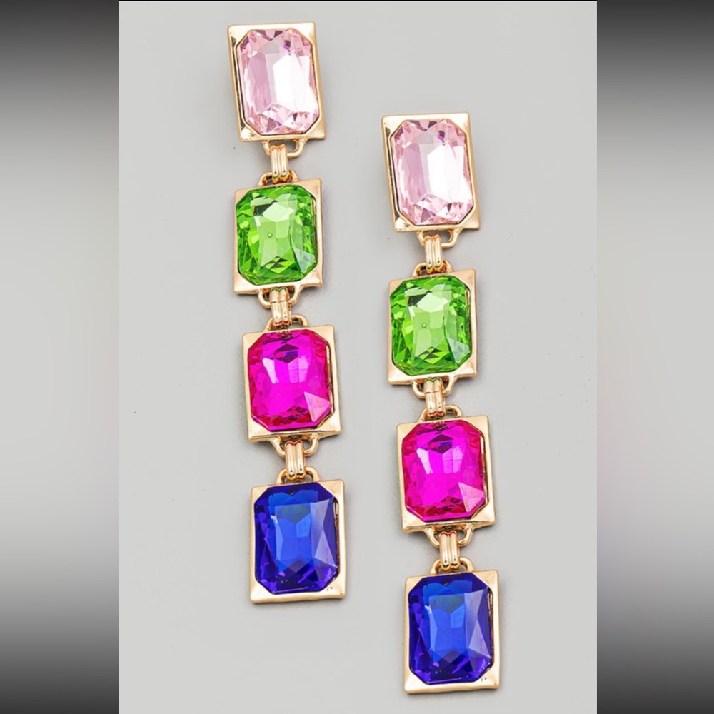 Multi gem color earrings